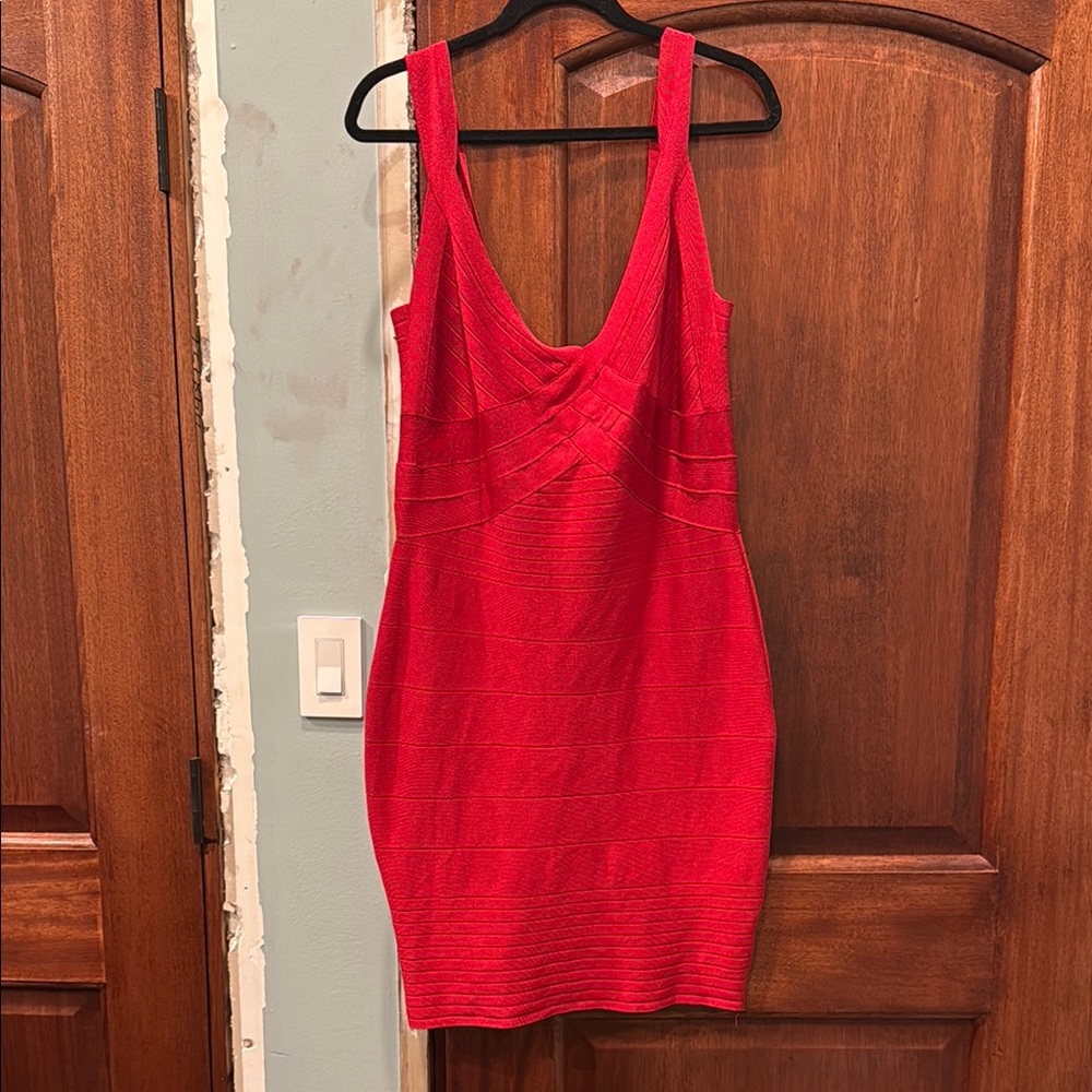 Red Sleeveless Bandage Dress